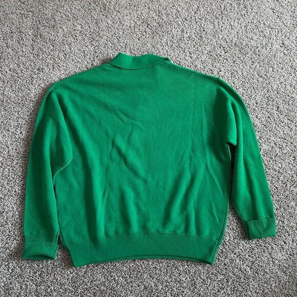 Lacoste Mens XL Relaxed Fit Green Wool Polo Casual Sweater Buttoned Collar - Picture 8 of 9